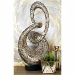 LITTON LANE Abstract Polystone Loop Sculpture with Mother of Pearl Capiz Shell Inlay thumbnail 8