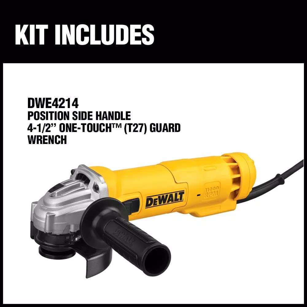 DeWalt DWE4214 4-1/2 in. 11 Amp Corded Angle Grinder, 11,000 RPM