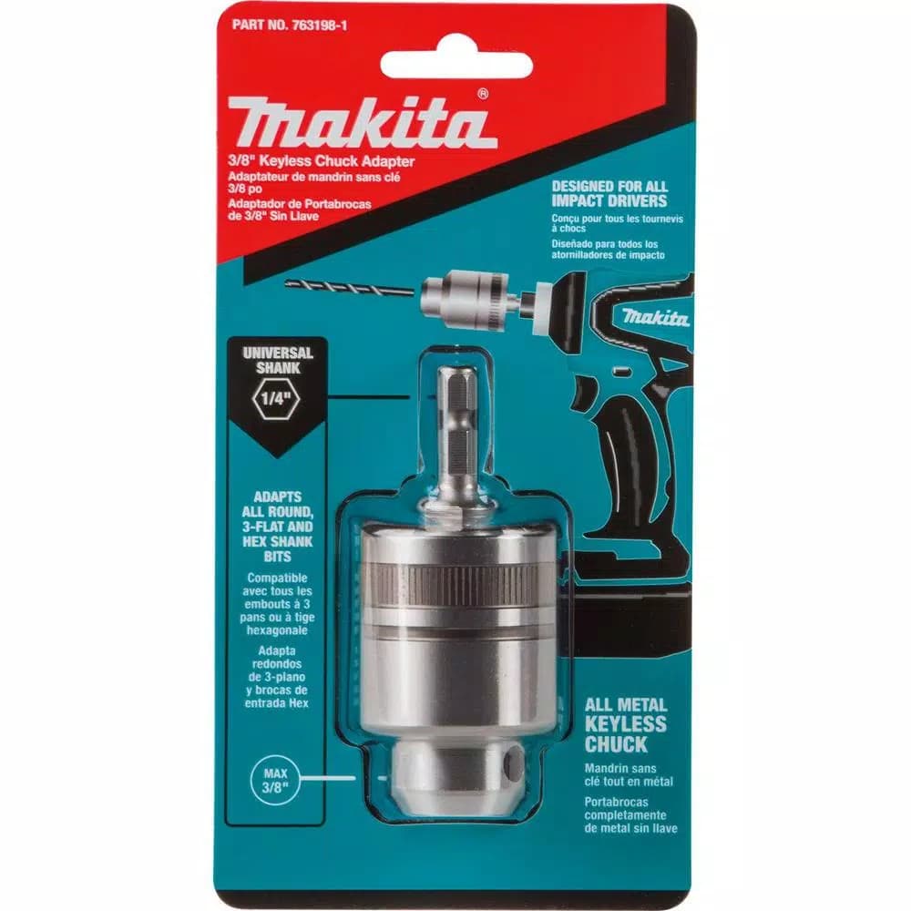 Makita 3/8 in. Metal Keyless Chuck Adaptor for Impact Drivers