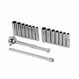 Stanley 1/4 in. Drive 6-Point Socket Set, 16-Piece Ratchet and Socket Set thumbnail 1