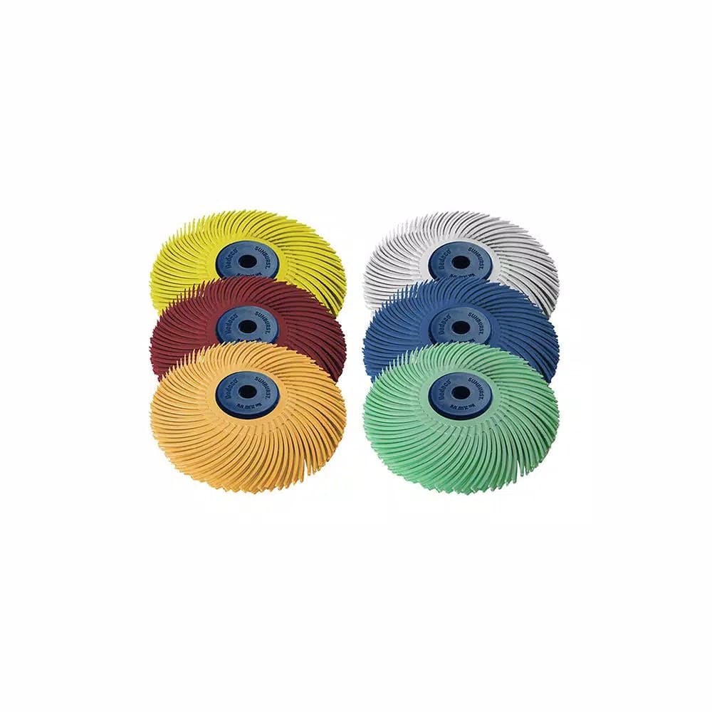 Dedeco Sunburst 3 in. 3-Ply Radial Discs Assortment, Ceramic Abrasive Cleaning and Polishing Tool (6-Piece)