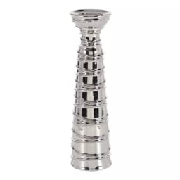 LITTON LANE Contemporary Silver Ceramic Tapered Cylinder Candle Holders, Set of 3 thumbnail 5