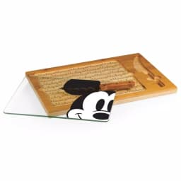 TOSCANA Mickey Mouse Icon Glass Top Serving Tray and Cheese Knife Set, Rubberwood & Bamboo thumbnail 2