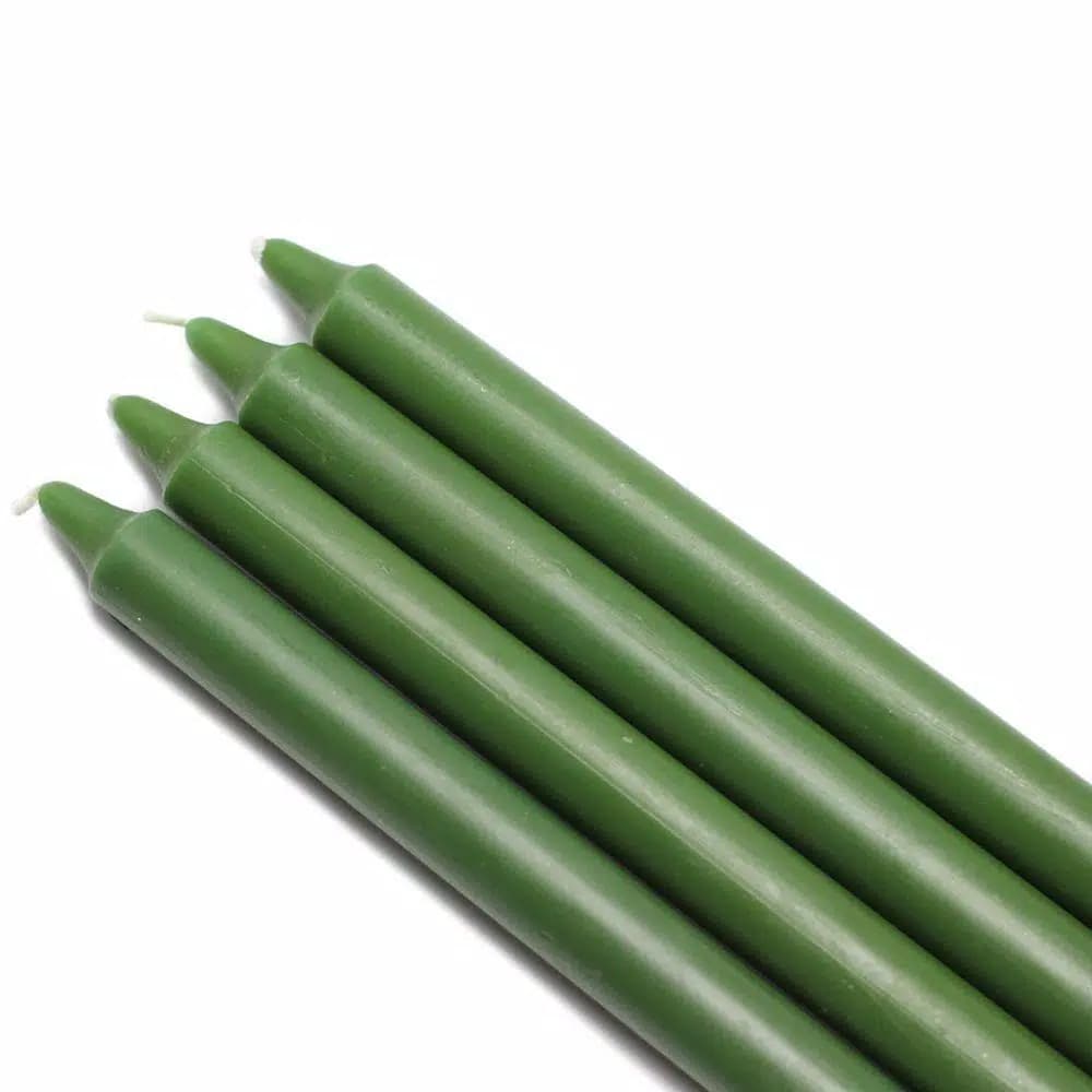 Zest Candle 10 in. Hunter Green Straight Taper Candles, 12-Set