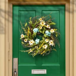 National Tree Company 22 in. White Sunflower Wreath with Greenery - Rustic Cottage Style Floral Wreath thumbnail 4
