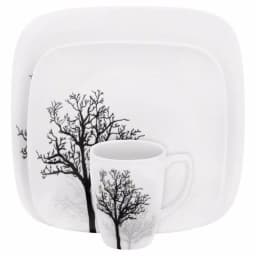 Corelle Square 16-Piece Black Trees Glass Dinnerware Set, Service for 4 thumbnail 1