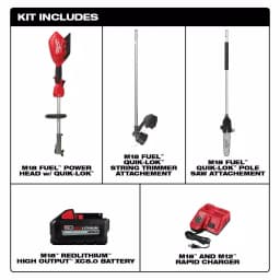 Milwaukee M18 FUEL 18V Brushless Cordless String Trimmer Kit with 10 in. Pole Saw Attachment thumbnail 2