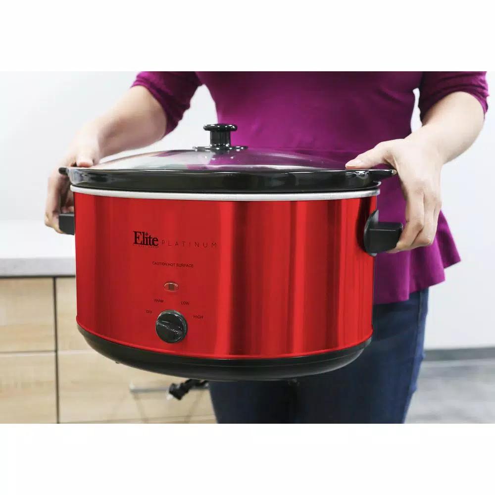Elite Platinum 8.5 Qt. Red Slow Cooker with Removable Stoneware Pot
