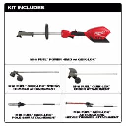Milwaukee M18 FUEL QUIK-LOK Cordless Brushless String Trimmer, Pole Saw, Hedge Trimmer & Edger Combo Kit thumbnail 2