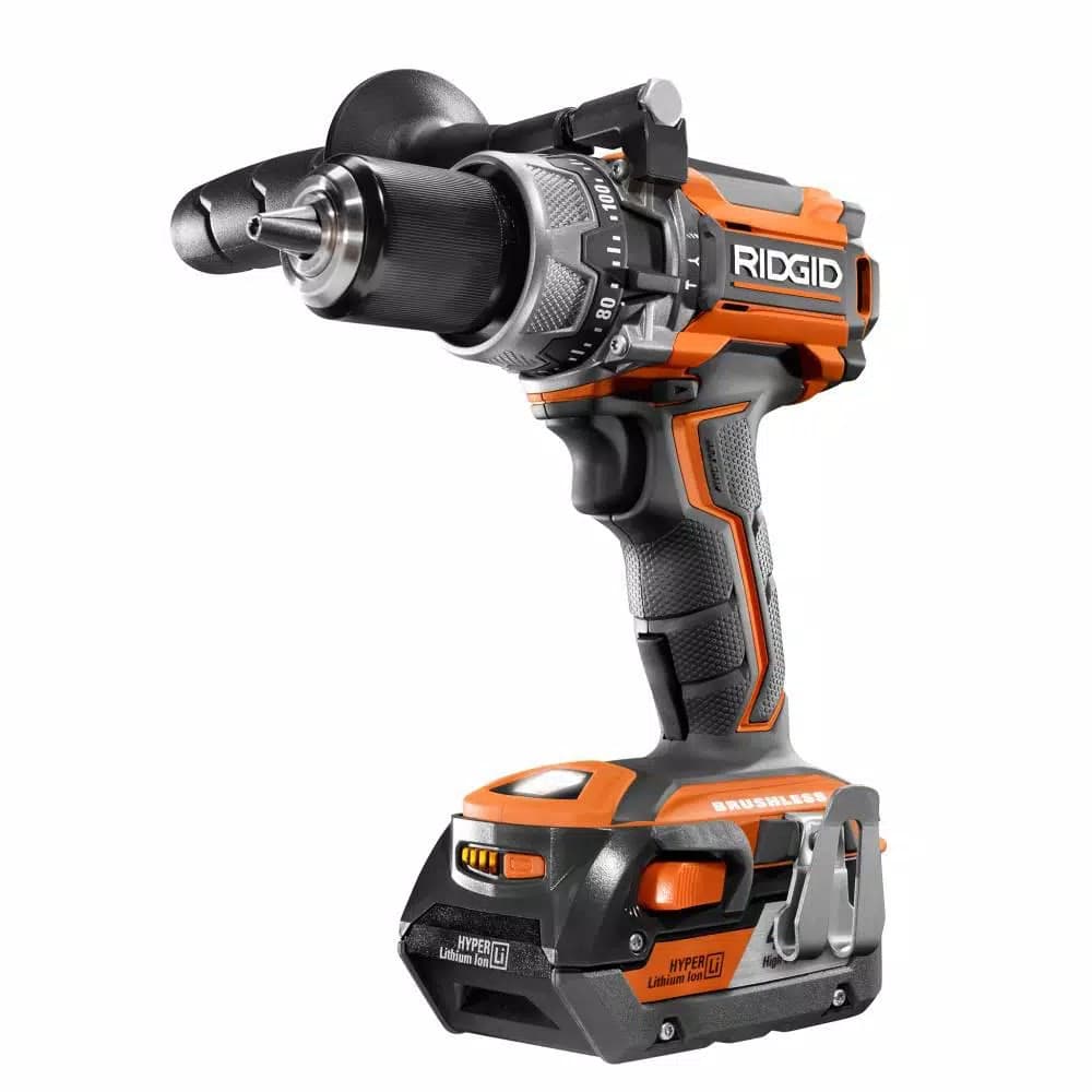 RIDGID 18V Brushless Hammer Drill & Impact Driver Combo Kit with (4) Lithium-Ion Batteries