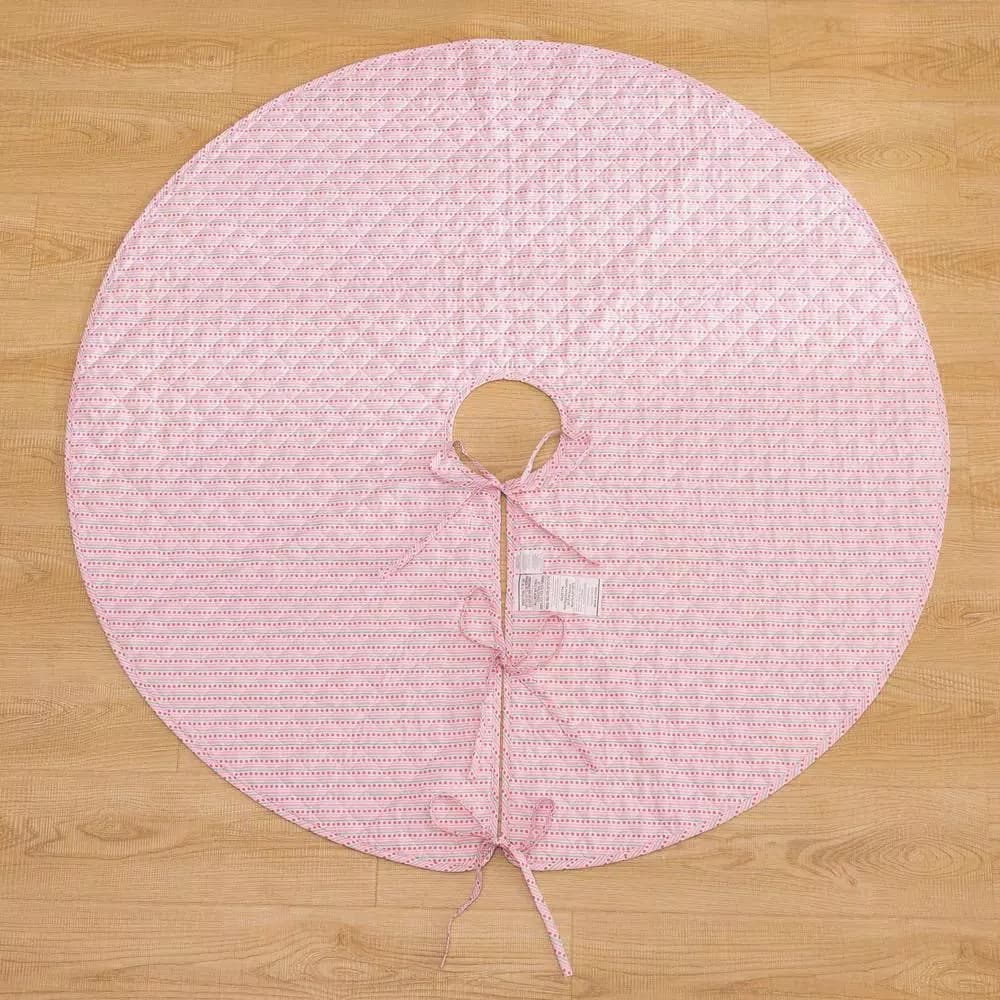 Country Living 48 in. Retro Star Quilted Tree Skirt, Reversible Blush Pink Microfiber