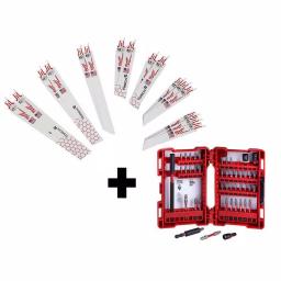 Milwaukee 61-Piece SAWZALL Metal Cutting Reciprocating Blade & SHOCKWAVE Impact Driver Bit Set thumbnail 1