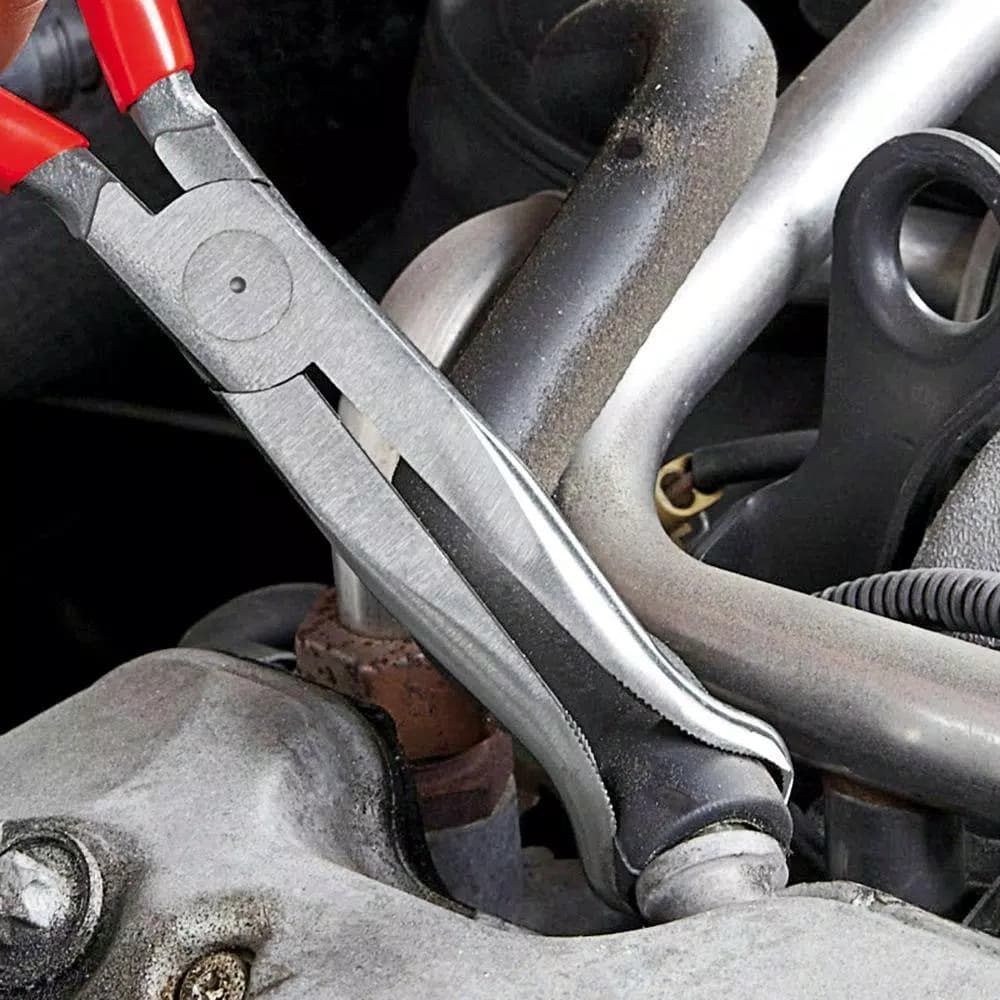 KNIPEX 8 in. Long Nose Pliers with 45° Bent Nose and Grabber