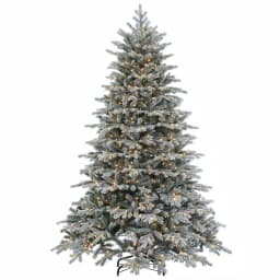 Sterling 7.5 ft. Pre-Lit Flocked Vermont Spruce Artificial Christmas Tree with 900 Clear Lights thumbnail 1
