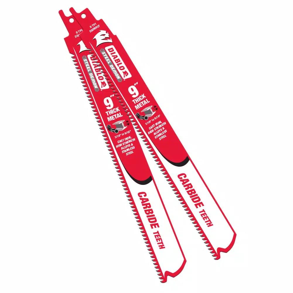 Diablo Steel Demon 9 in. 8 TPI Carbide-Tipped Thick Metal Reciprocating Saw Blade (2-Pack)