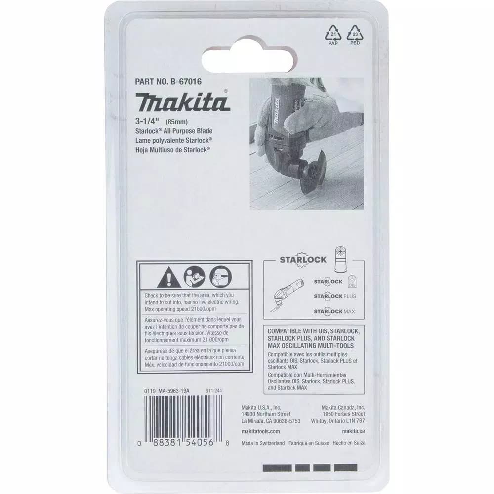 Makita 3-1/2 in. Starlock All Purpose Oscillating Multi-Tool Blade (BiM)