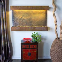 Water Wonders Large Horizon Falls Indoor Wall Water Fountain - Indian Rajah Slate with Copper Patina Trim thumbnail 2