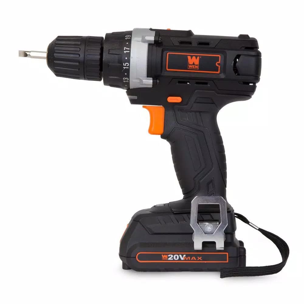 WEN 20V MAX Lithium-Ion Cordless 3/8 in. Drill/Driver Kit with Bits and Carrying Bag