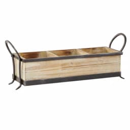 LITTON LANE Rustic Elegance 23" Wood and Iron 3-Compartment Rectangular Farmhouse Tray thumbnail 6