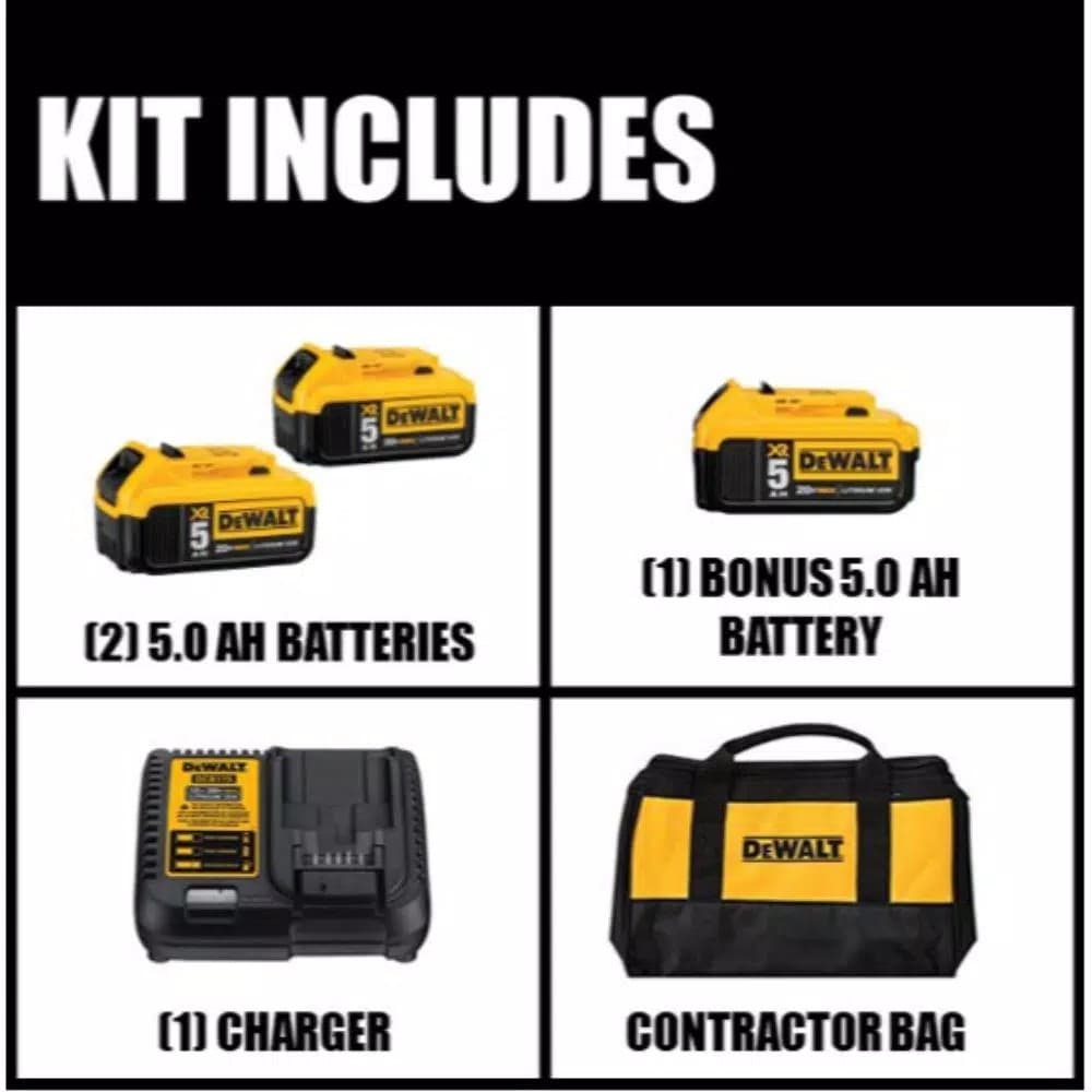 DEWALT 20V MAX XR 5.0 Ah Lithium-Ion Battery & Charger Kit with Soft Bag