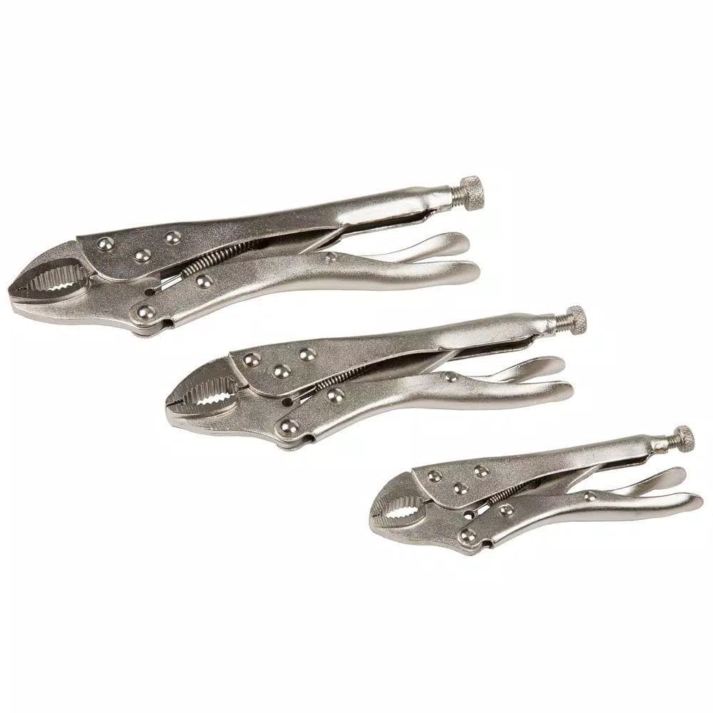 Stalwart 3-Piece Locking Plier Set with Storage Pouch, 10 in.