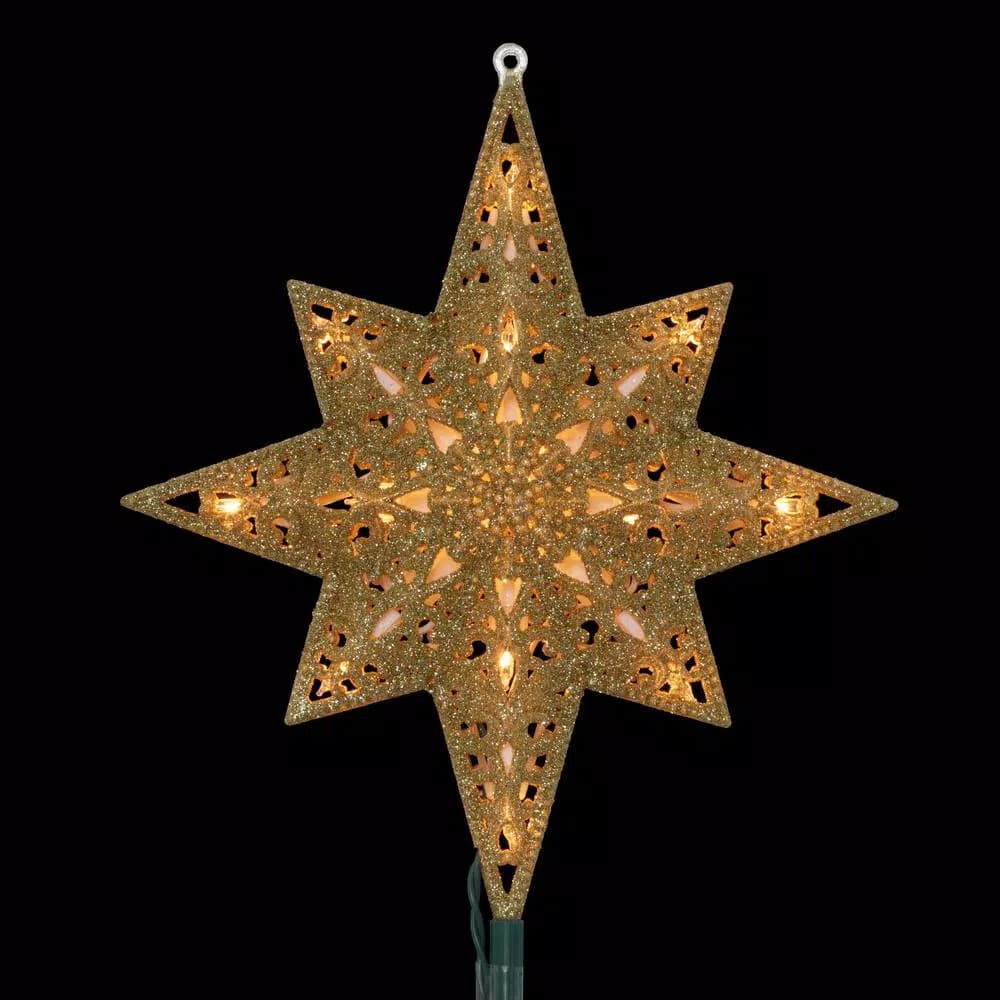 General Electric Holiday Classics 11 in. Gold Glittered Bethlehem Star Tree Topper with 16 Lights