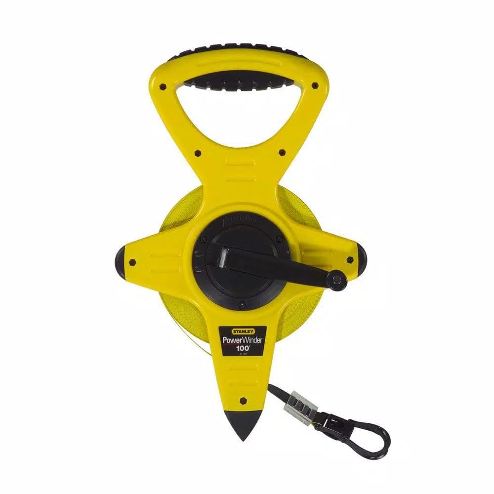 Stanley PowerWinder 100 ft. Tape Measure with 3:1 Gear Ratio and Dual-Sided Blade