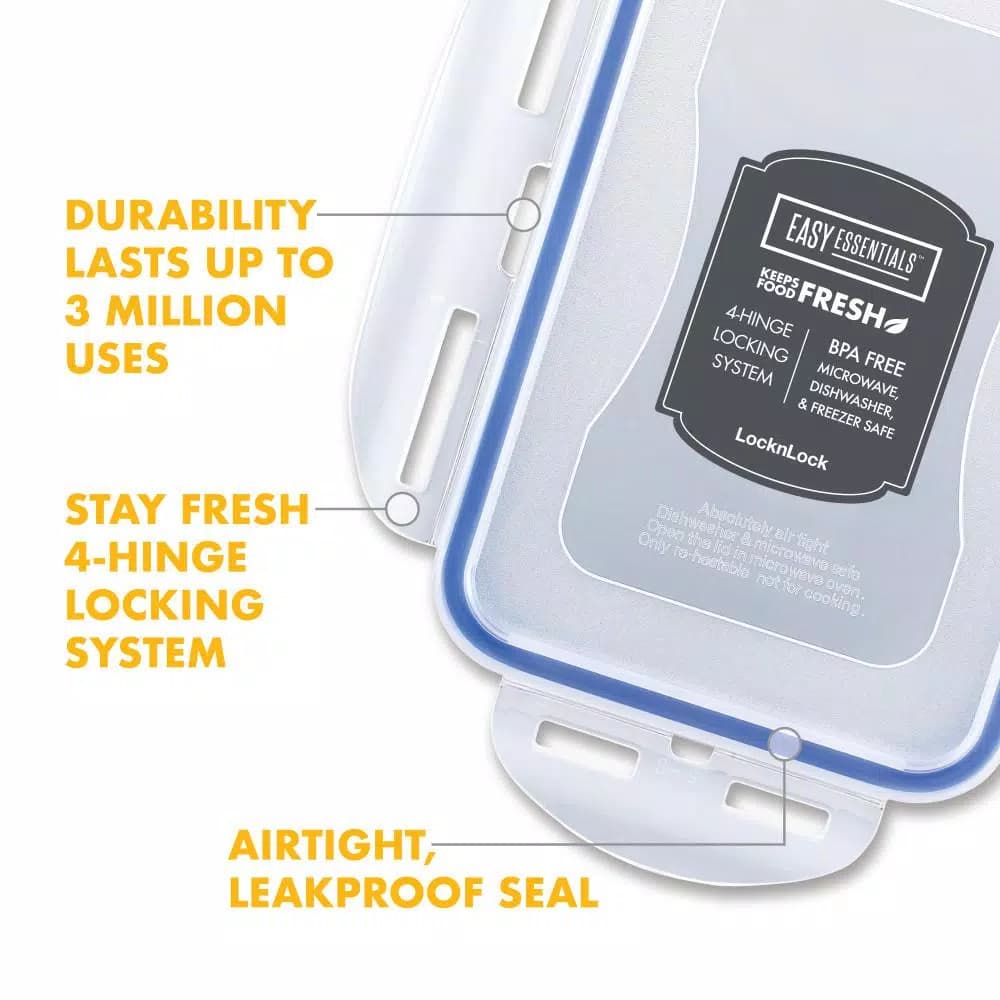 LOCK & LOCK Easy Essentials Pantry 16.5-Cup Rectangular Food Storage Container, Airtight & Leakproof Plastic Container