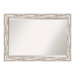 Amanti Art Alexandria 41 in. W x 29 in. H Distressed Whitewash Wood Framed Beveled Bathroom Mirror thumbnail 4