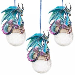 Design Toscano Frost the Gothic Dragon Holiday Ornament Set, 3-Piece thumbnail 1