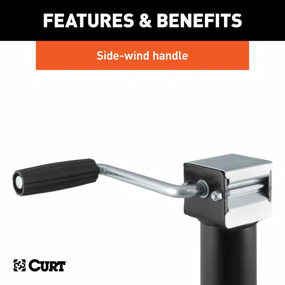 CURT Bracket-Mount Swivel Trailer Jack with Side Handle, 2,000 lbs. Capacity, 10 in. Travel