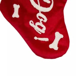 Glitzhome 21 in. Red Polyester Velvet Christmas Stockings with Plush Cuff - Good Dog Print (2-Pack) thumbnail 5