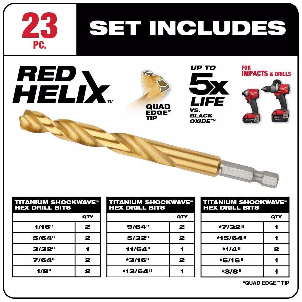 Milwaukee 33-Piece Black Oxide Step and Titanium SHOCKWAVE Drill Bit Set