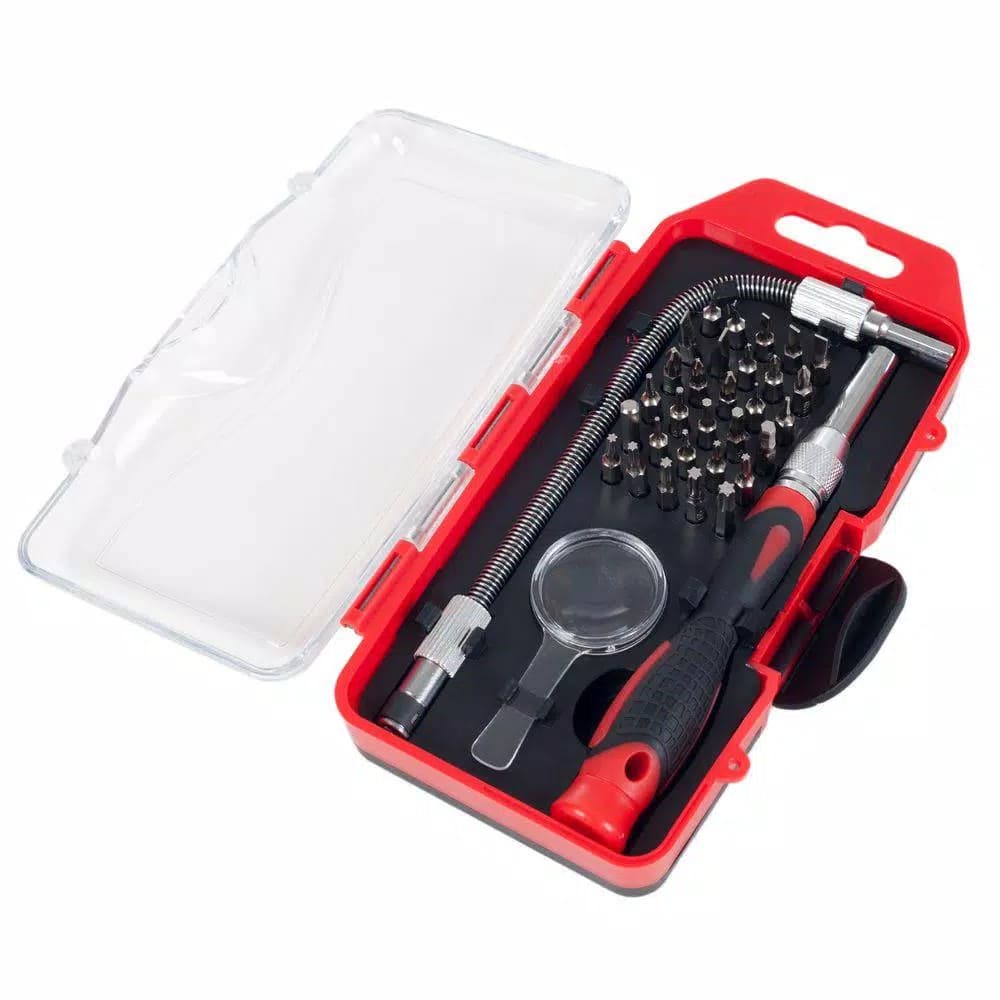 Stalwart 30-Piece Precision Screwdriver Set with Flexible Shaft and Magnifying Glass