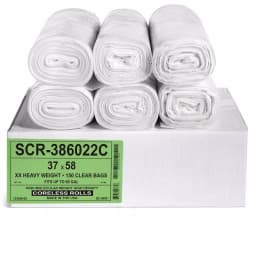 Unbranded Clear Source Reduction High Density Trash Bags, 55-60 Gallon, 0.67 Mil, 150 Count thumbnail 1