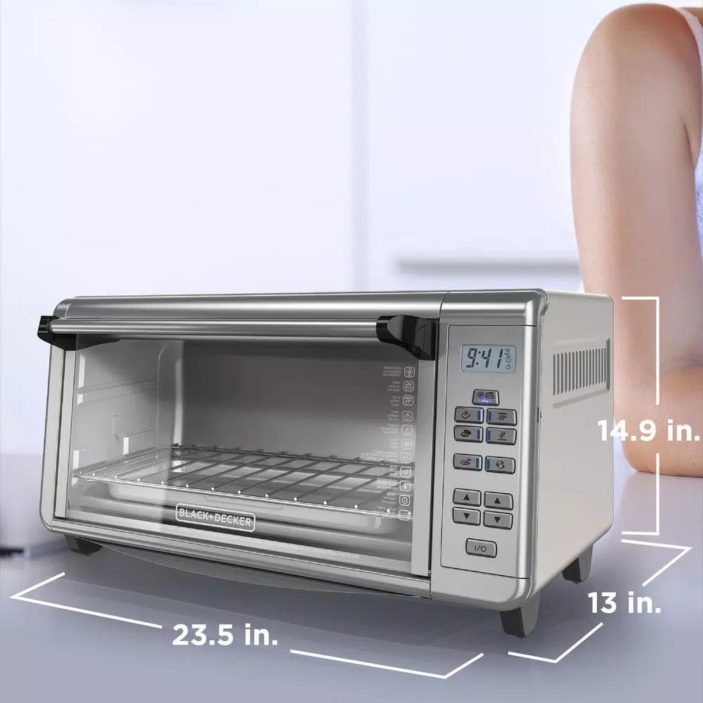 BLACK+DECKER 1550W Extra-Wide Digital Convection Toaster Oven, 8-Slice, Stainless Steel