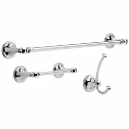 Delta Silverton 3-Piece Chrome Bath Hardware Set with 18 in. Towel Bar, Toilet Paper Holder, and Robe Hook thumbnail 1