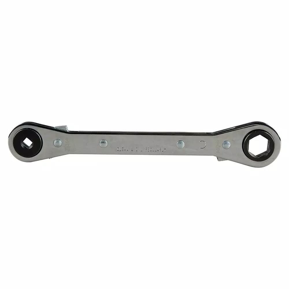 Klein Tools Ratcheting Refrigeration Wrench, 3/16 in. & 1/4 in. Square x 1/2 in. & 9/16 in. Hex