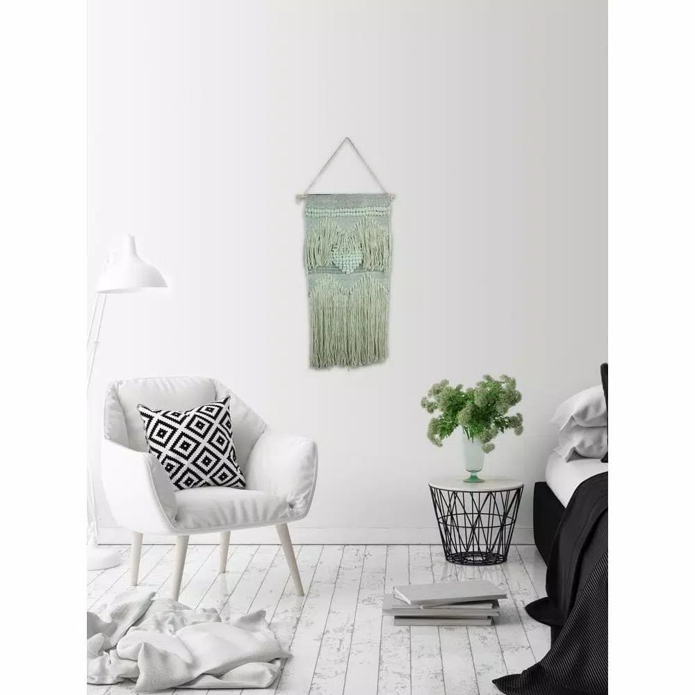 Unbranded Marmont Hill Green Heart Macrame Wall Tapestry - Hand Woven Cotton Wall Hanging