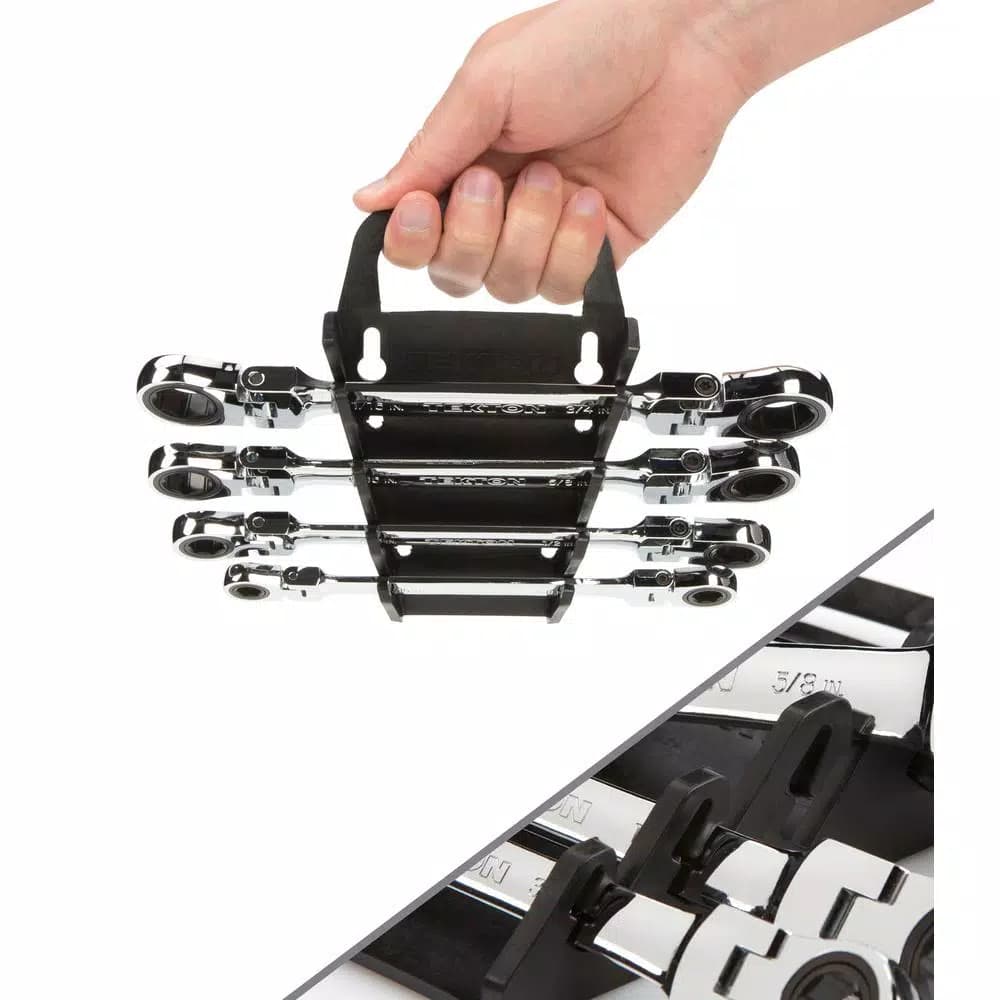 TEKTON 4-Piece Flex-Head Ratcheting Box End Wrench Set, 5/16 in. to 3/4 in.