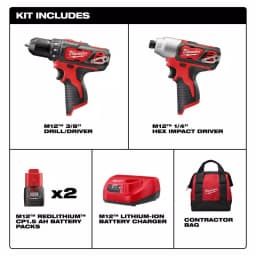 Milwaukee M12 12V Lithium-Ion Cordless Drill Driver and Impact Driver 2-Tool Combo Kit thumbnail 2