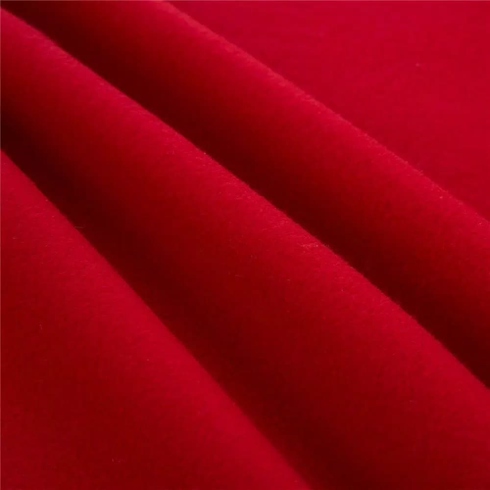 Glitzhome 48 in. Red and White Polka Dot Pompom Fabric Christmas Tree Skirt