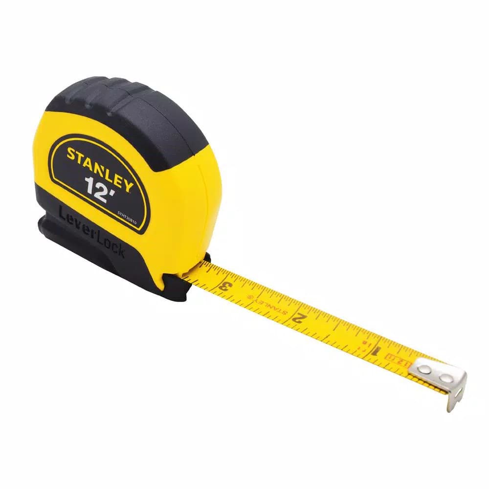 STANLEY LeverLock 12 ft. x 1/2 in. Tape Measure, Anti-Glare Blade