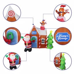 JOYDECOR 7 ft. Santa Claus & Gingerbread House Christmas Inflatable with LED Lights thumbnail 6
