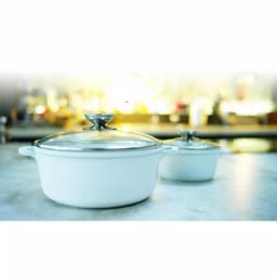Berndes Vario Click Pearl 4.25 Qt. Round Cast Aluminum Ceramic Nonstick Dutch Oven with Glass Lid, White thumbnail 3