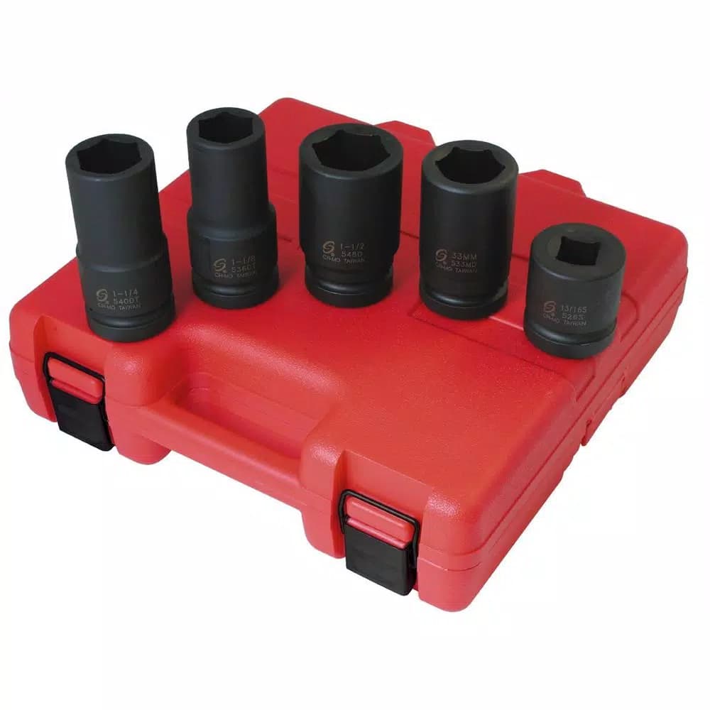 SUNEX TOOLS Sunex 1 in. Drive Impact Socket Set, 5-Piece Metric/SAE