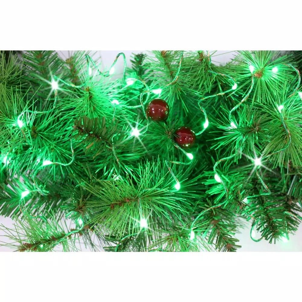 Starlite Creations 12 ft. Pre-Lit LED Green Single Braided Garland, Battery Operated (Bundle of 2)