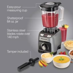 Hamilton Beach Professional 1800W Blender with 64 oz. Shatterproof Jar and 4 Program Settings thumbnail 6