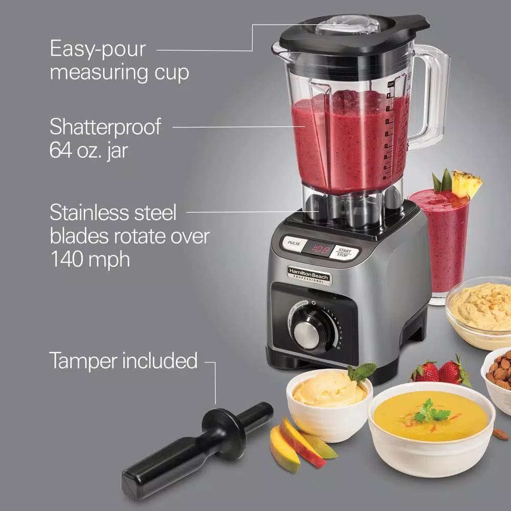 Hamilton Beach Professional 1800W Blender with 64 oz. Shatterproof Jar and 4 Program Settings