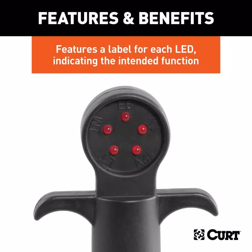 CURT 6-Way Round Trailer Connector Tester